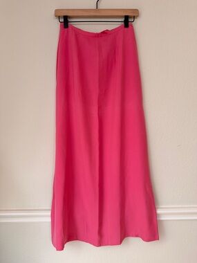 City Silk 100% Silk Pink Maxi Skirt Bias Cut Minimalist Luxe Size S